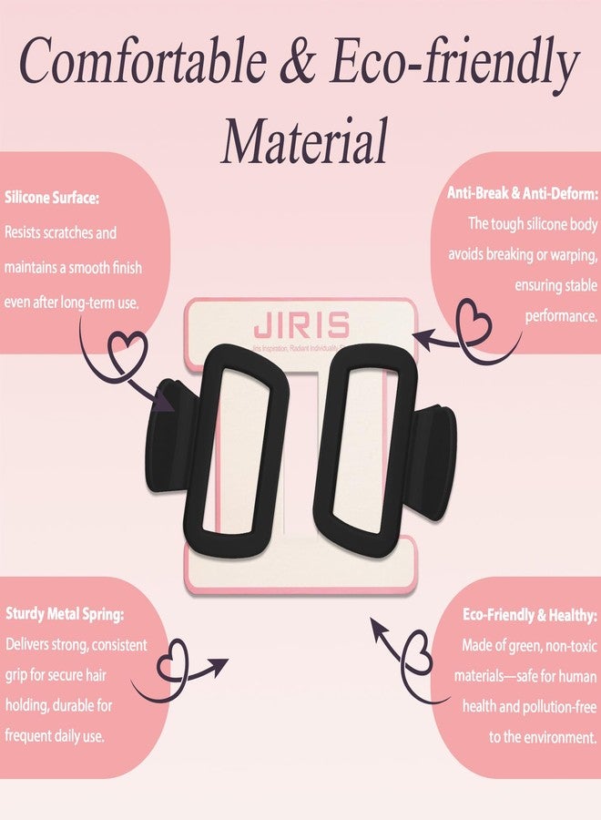 JIRIS Soft Silicone Flexible 2PCS 2.16in Hair Claw Rectangle Bendable Strong Hold Cozy Hair Claw Clips for Thin Thick Hair(Black+Black) - Image 4